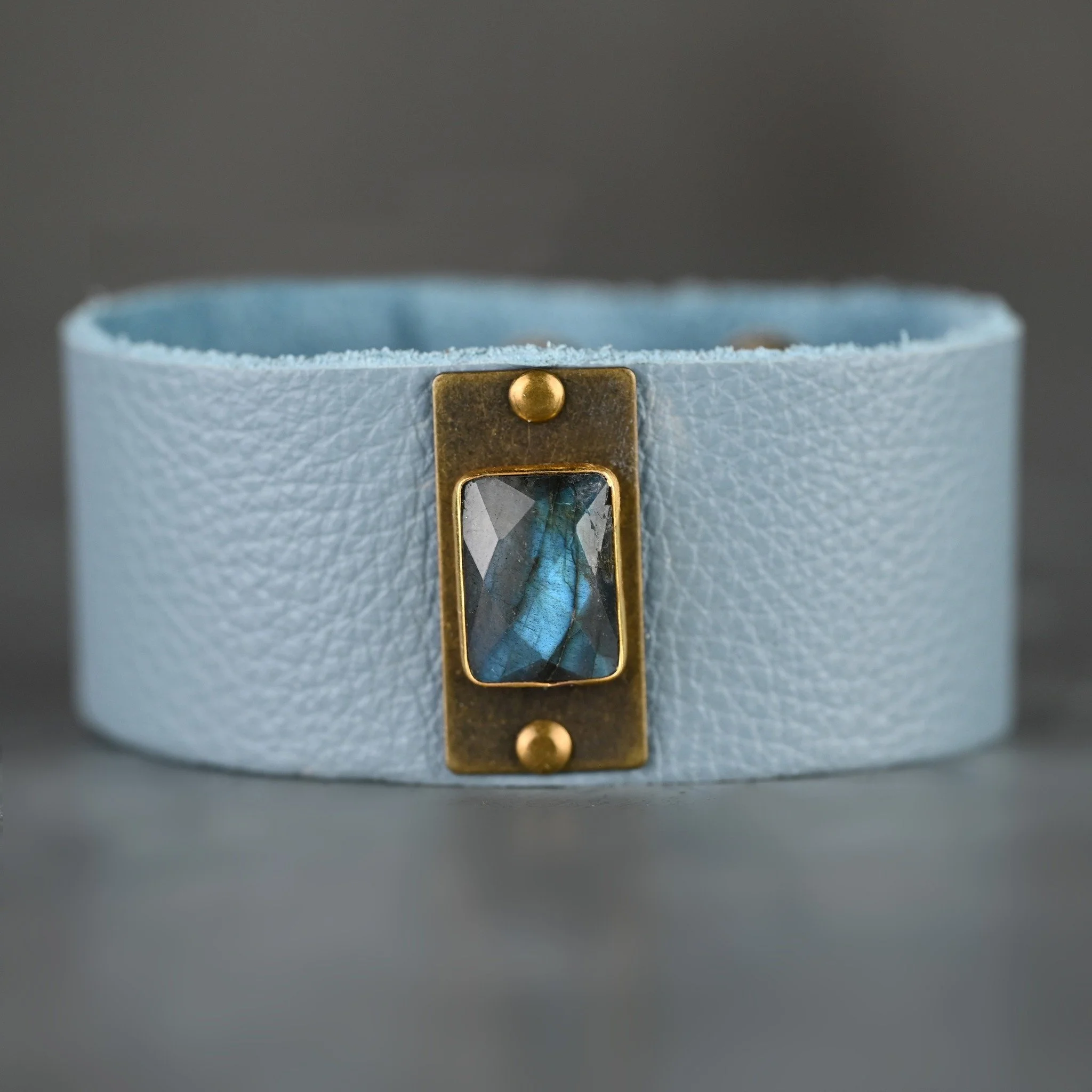 If you are needing a fabulous shot of color--we have you covered with our gorgeous Robin's Egg Leather and Labradorite.

Handmade with Art &amp; Soul 💛