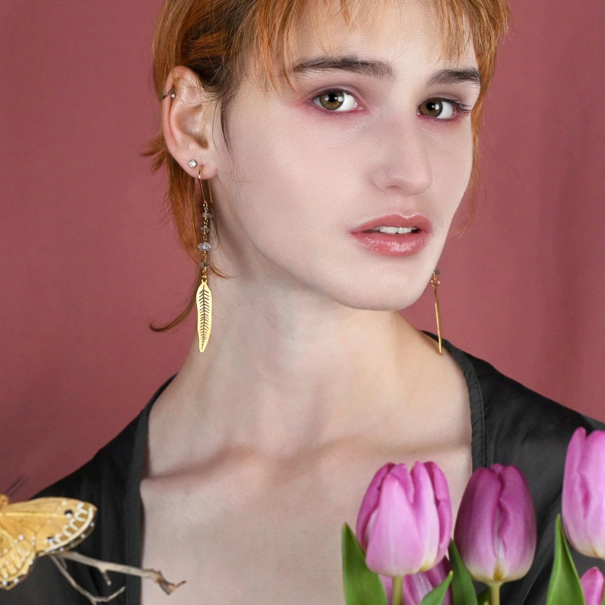 Nature lover!! 

These earrings feature Herkimer Diamonds and a laser cut leaf drop.

Herkimer Diamonds are said to help with higher attunement and get you to a place where you feel crystal clear about things.

First found in Herkimer New York, the c