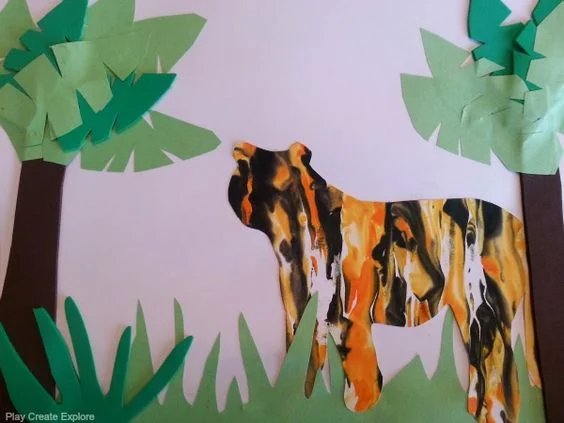 Messy Monday - Marble Paint Tigers