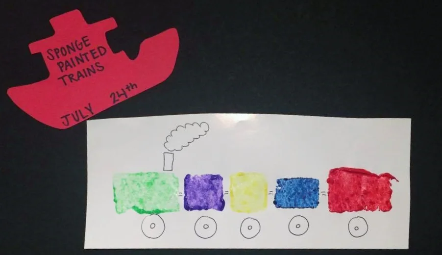Messy Monday - Sponge Painted Trains