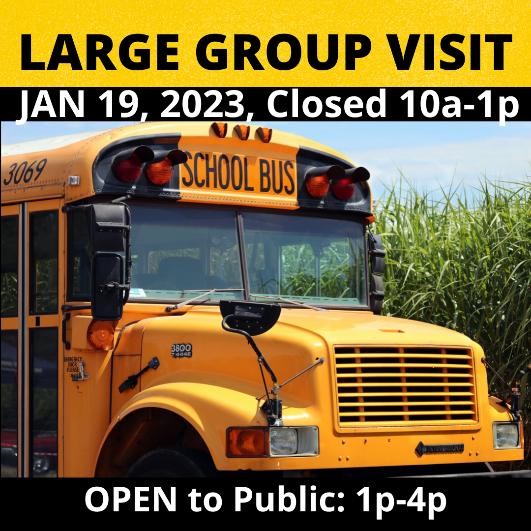 LARGE GROUP VISIT - Closed 10a-1p.  OPEN to PUBLIC 1p-4p.