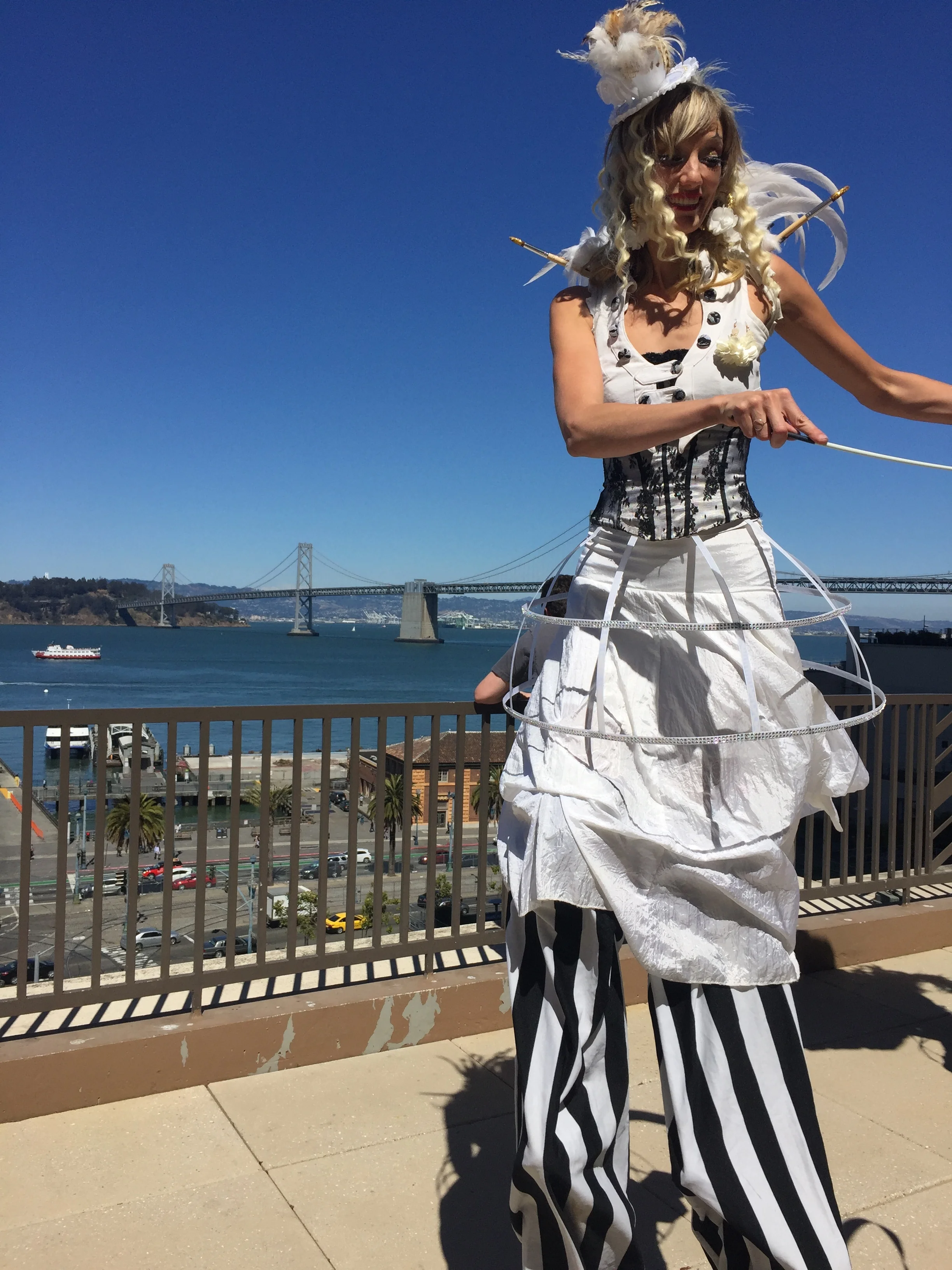 Ribbon Dancing Stilt Walking Slowmo 