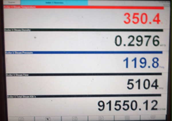 Screen shot of flow details on chessell data acquisition unit