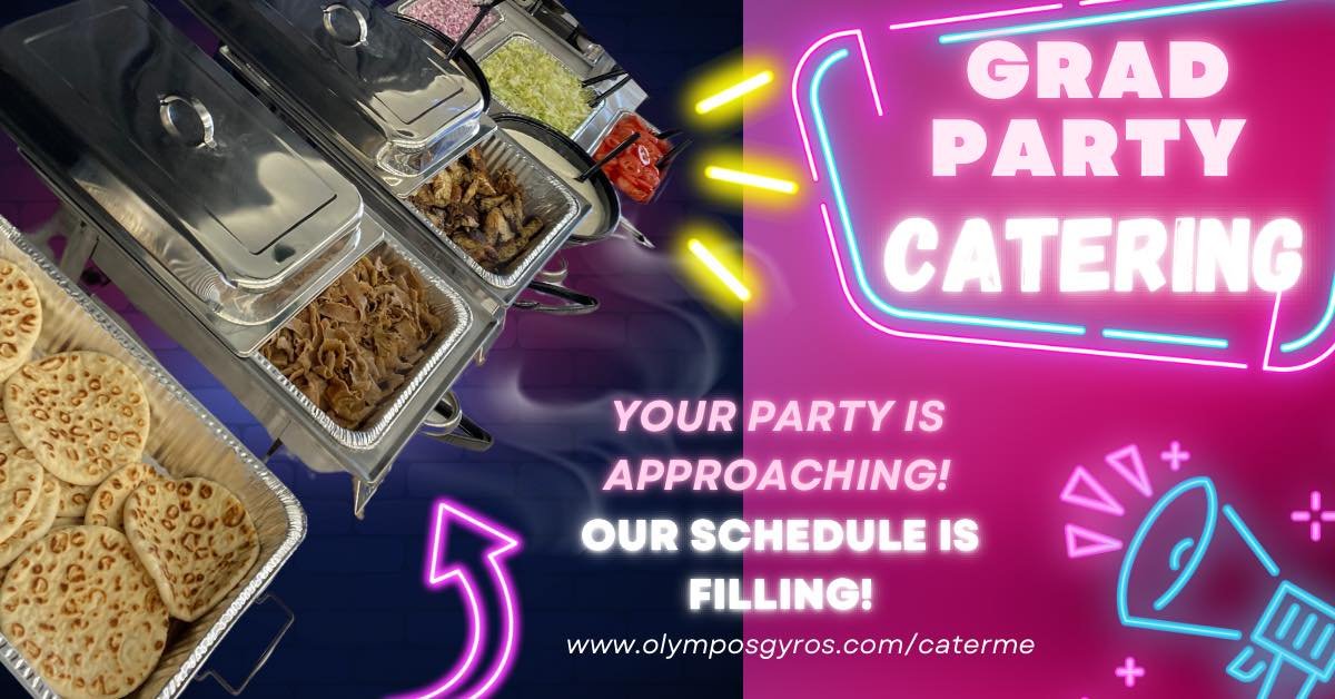 🎓 Celebrate Graduation in Style! 🌟

Lock in the date for an unforgettable celebration with Olympos Gyros Catering. Delicious menus, impeccable service, and memories to last a lifetime await.

🔥 Act fast&mdash;our calendar is filling up! Secure you