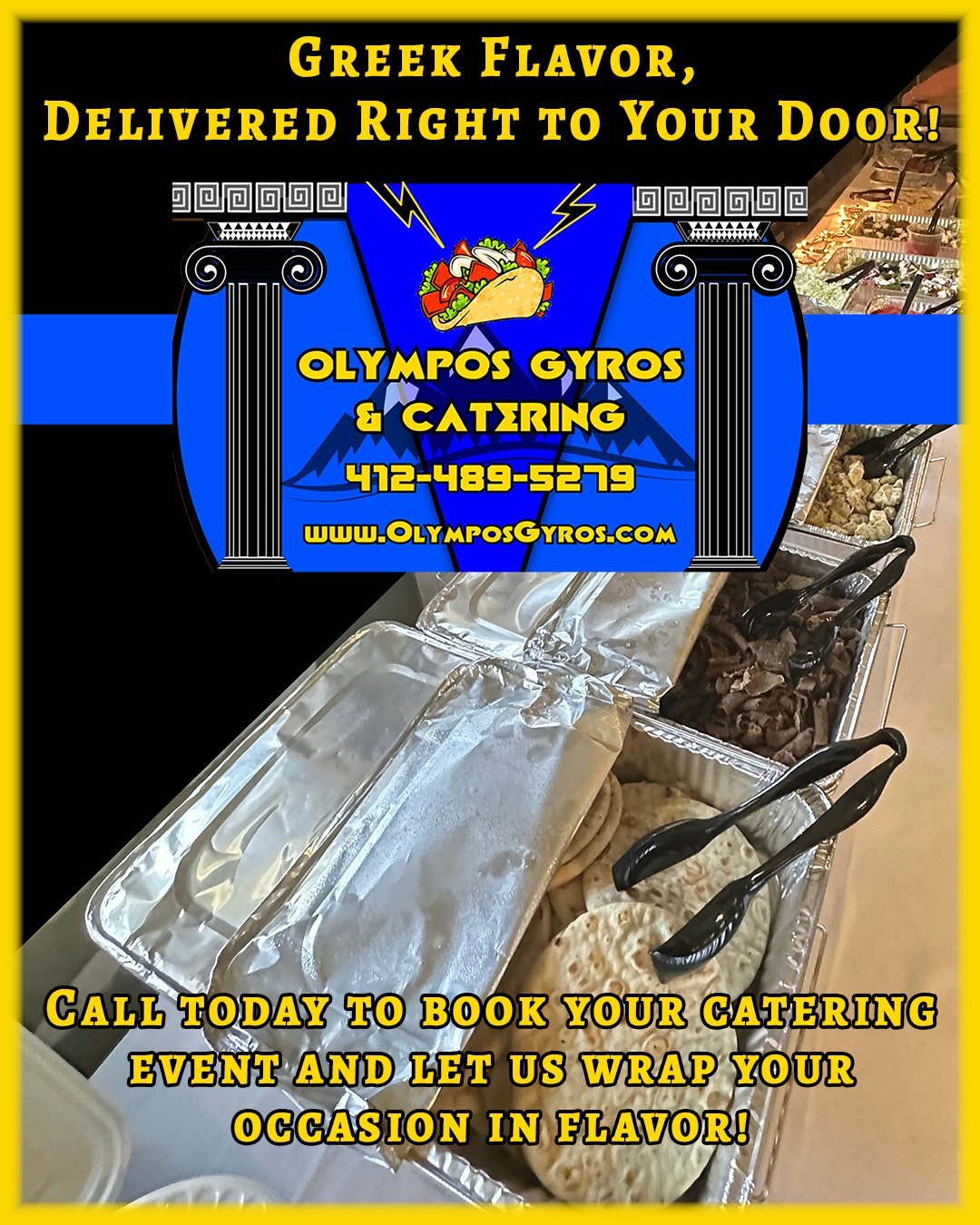 Elevate your event with Olympos Gyros &amp; Catering! Delight your guests with authentic Greek flavors. Let&rsquo;s create an unforgettable experience together! 

#OlymposGyros #Catering #GreekFood #Authentic #Flavor