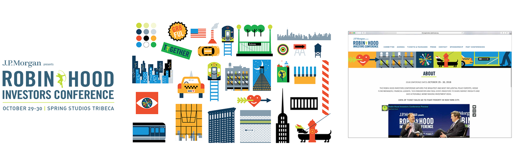 Branding elements provided by collaborators on this print, digital and environmental design project