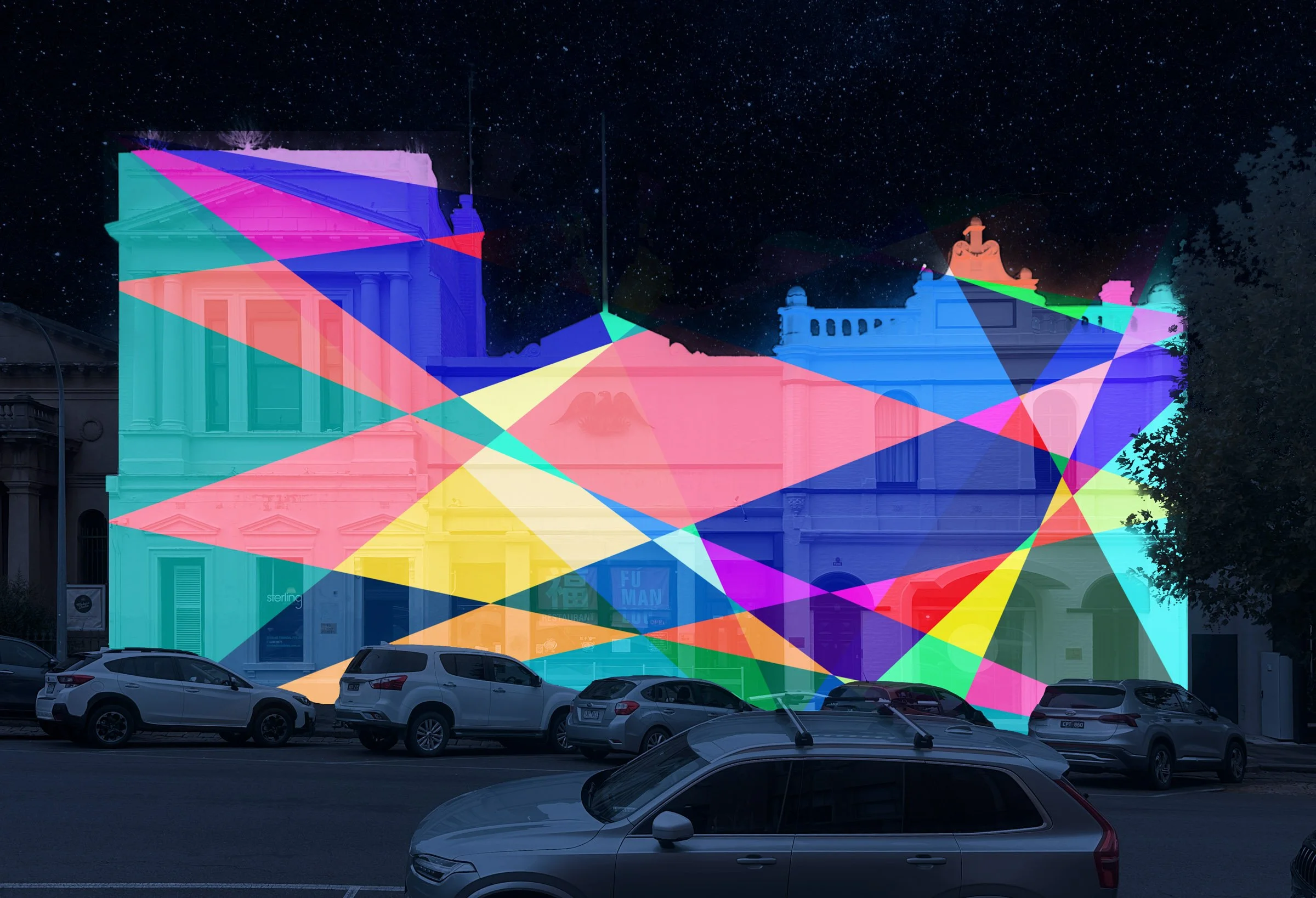 Chromatopia, White Night Video Projection, 2024 — Spencer Harrison | Artist