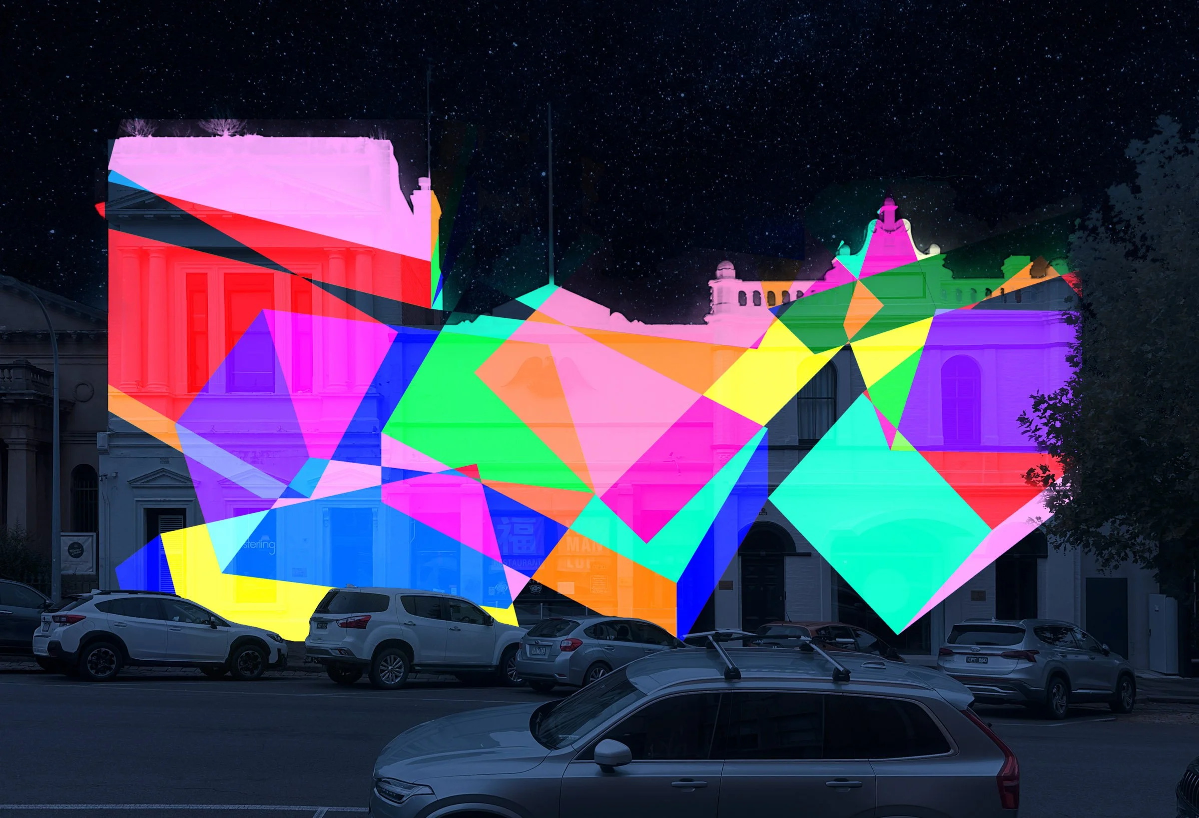 Chromatopia, White Night Video Projection, 2024 — Spencer Harrison | Artist