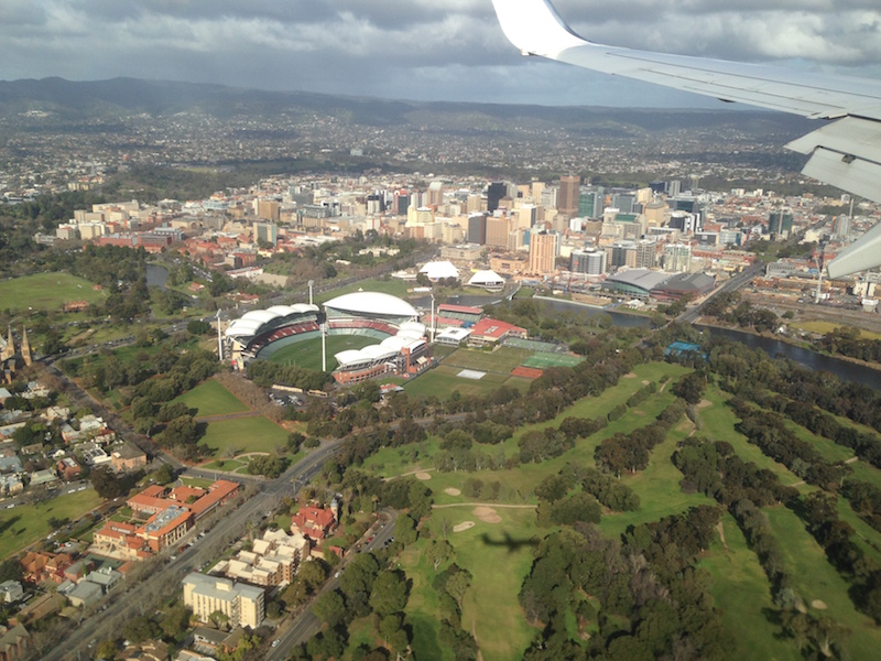 Adelaide Oval and city from the plane
