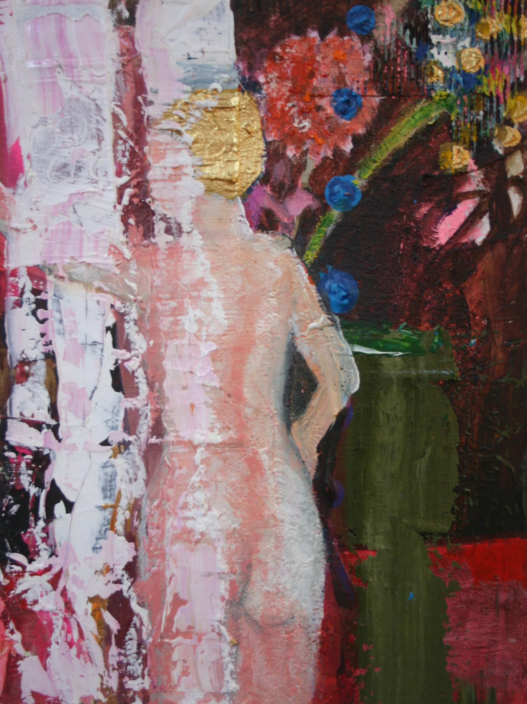 Looking Out, Oil/ Collage on Canvas, 30x40cm, 2014. Sold