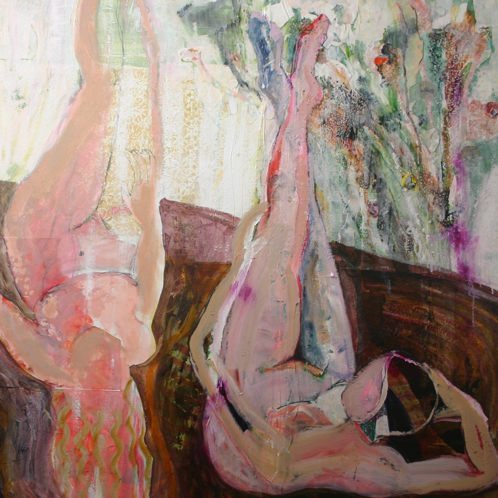 Upside Down, Acrylic / Collage on Canvas, 145 x 145 cm. 2014