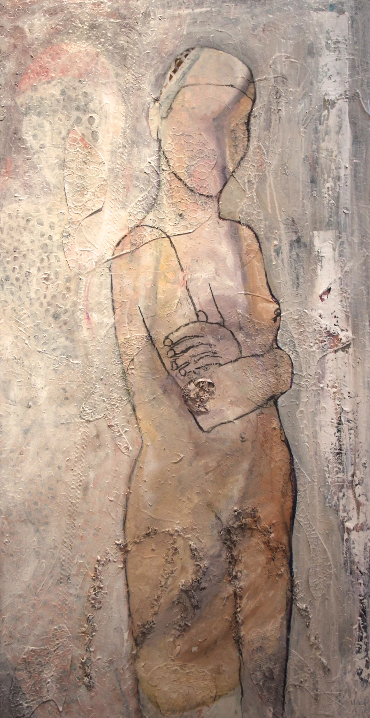 Snowwhite, Oil and collage on canvas, 116x60 cm. 2016