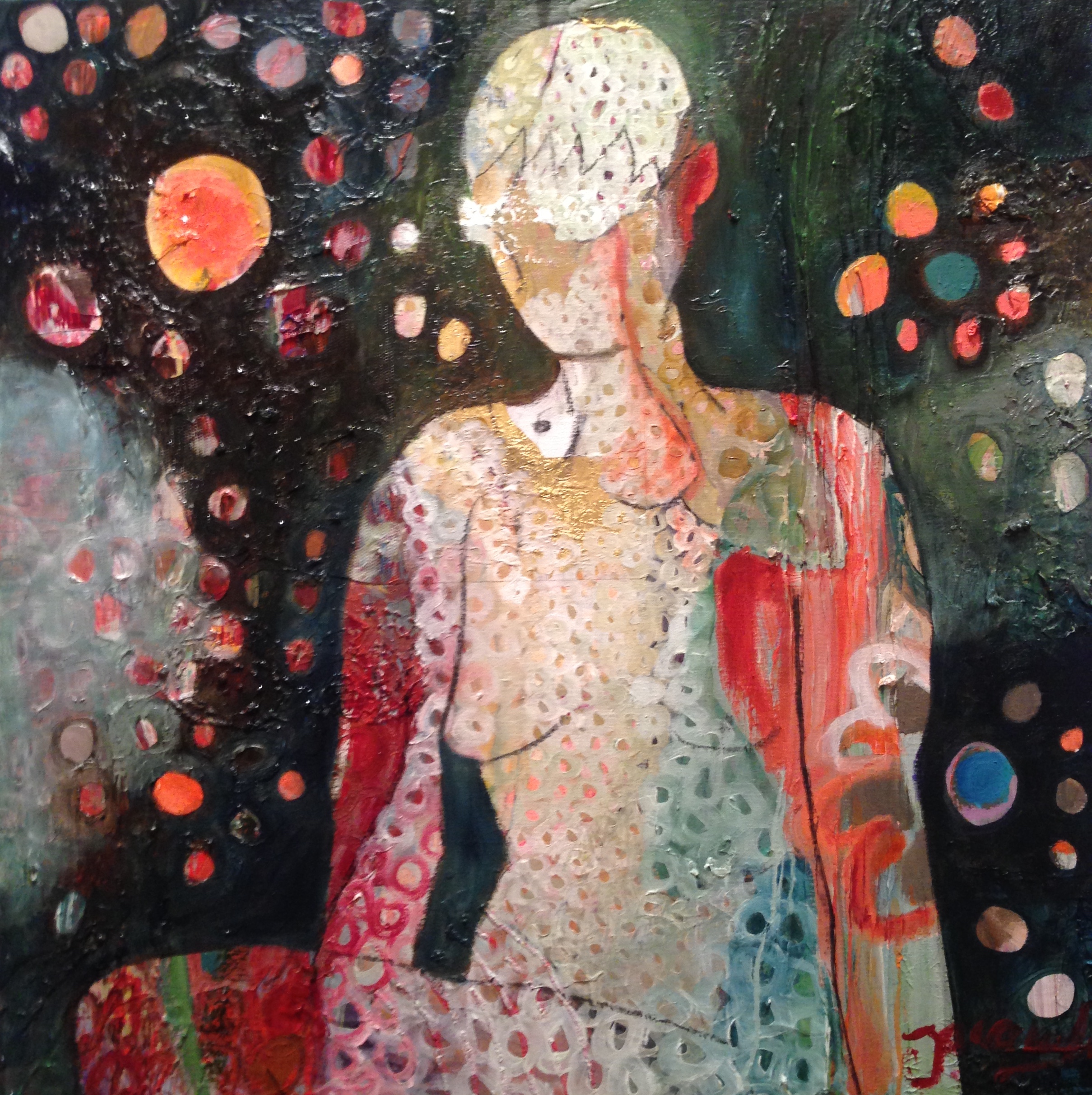 Universe, Oil and collage on canvas, 65x65 cm. 2016