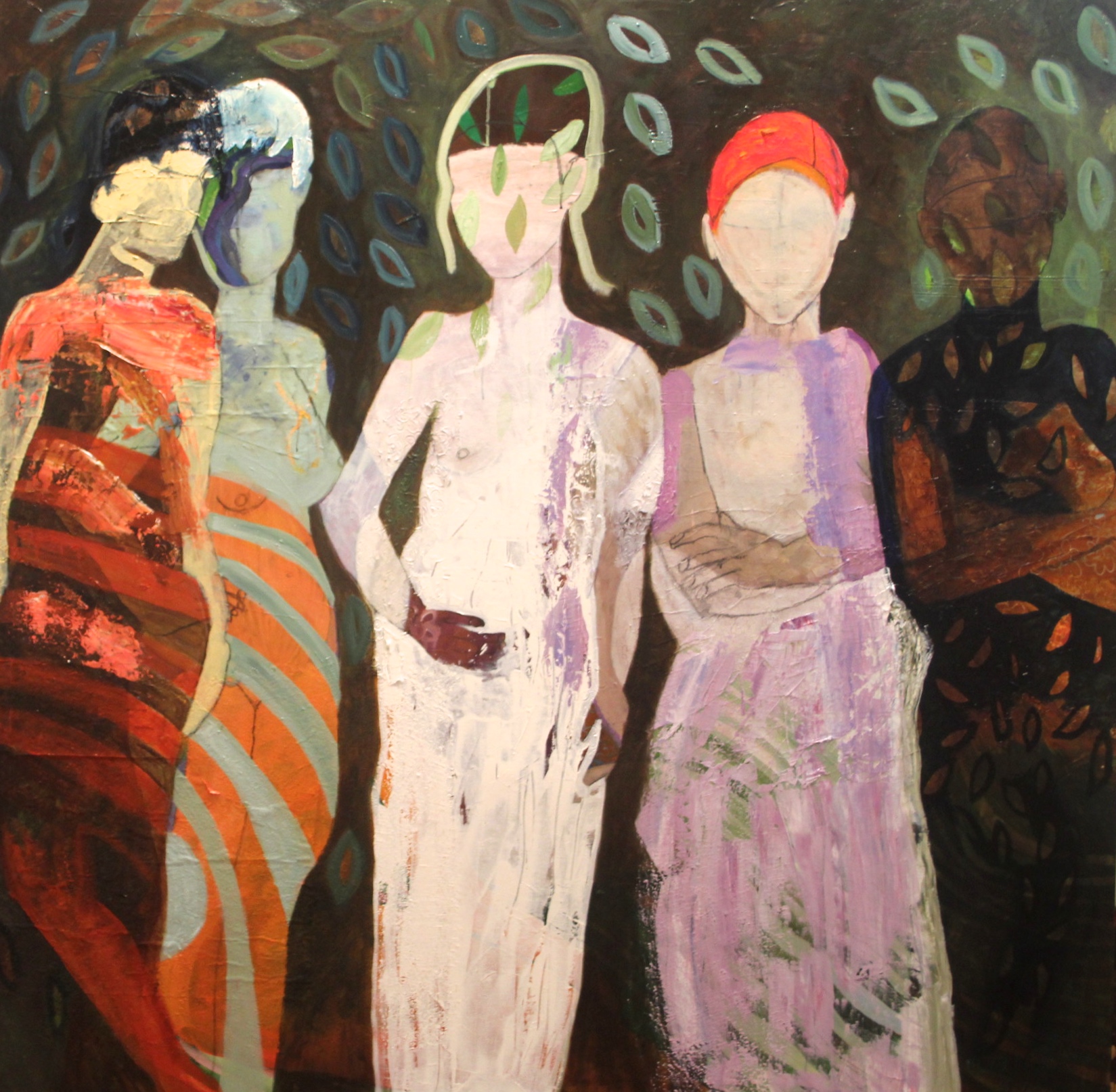 Sticking together, acrylic, oil and collage on canvas, 145x145 cm. 2016