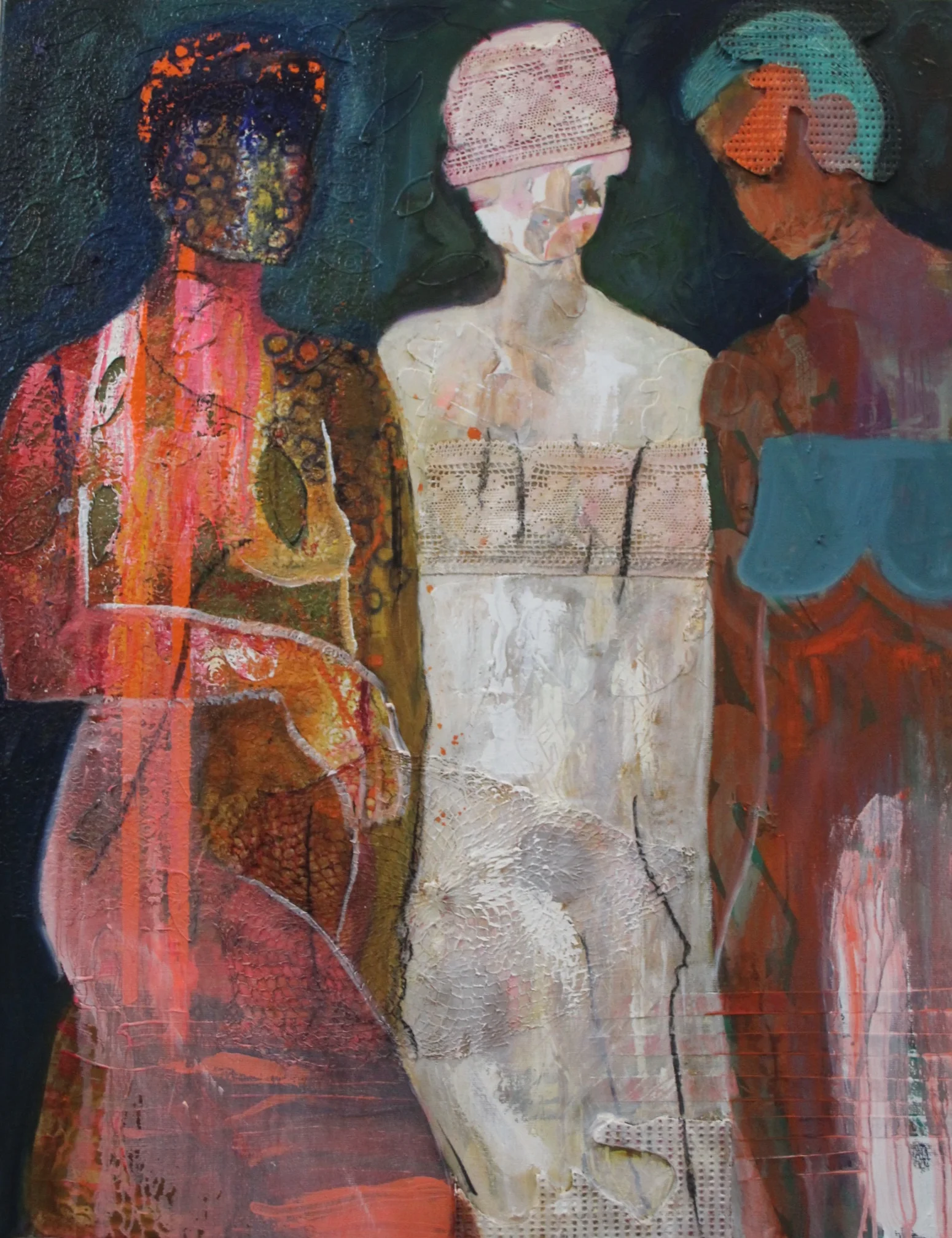 Heart to Heart, 100x80 cm. acrylic, oil and collage on canvas.2017 sold