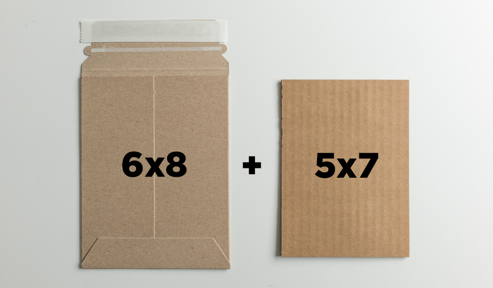 6x8” mailer + one sheet of 5x7 cardboard