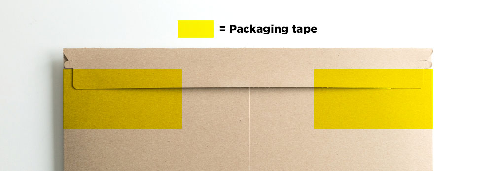 After pressing down the adhesive flap, I always wrap two pieces of packaging tape around the ends (right underneath the pull tab to open the flap) just to make sure it doesn’t pop open.