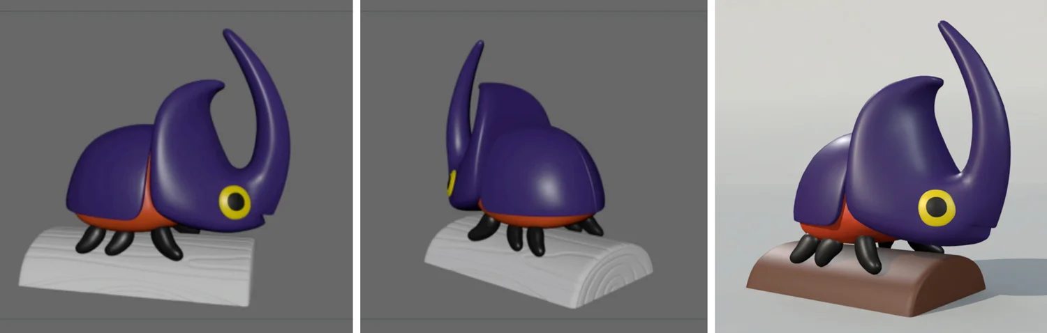 Various versions of the 3-D model as tweaks were being made.