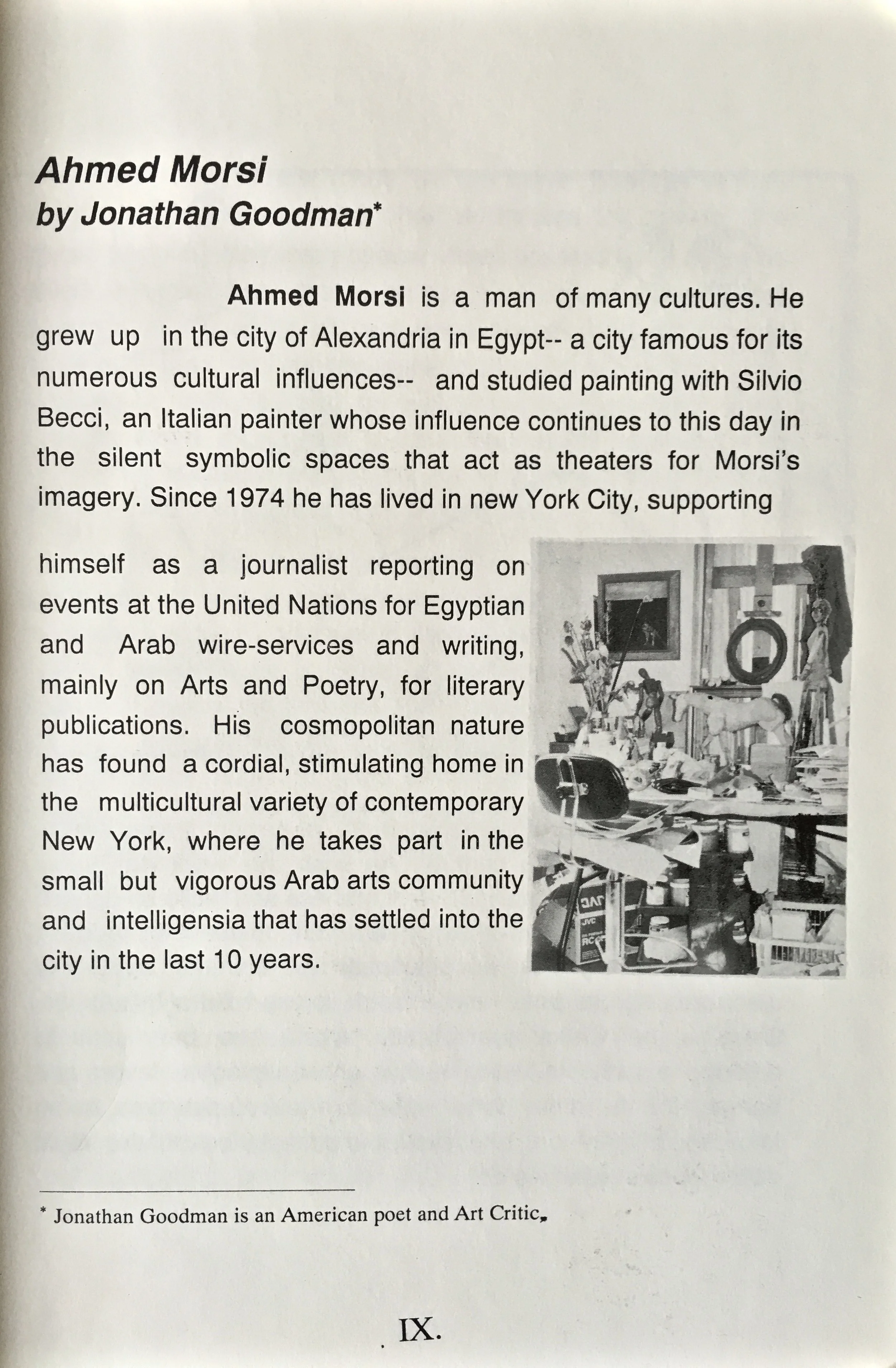"AHMED MORSI" Introduction by Jonathan Goodman