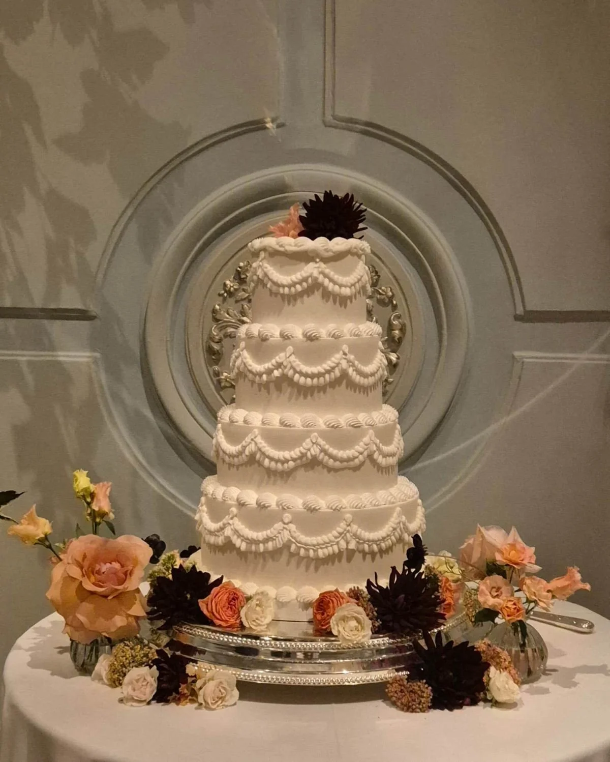 4 tier ivory wedding cake Savile Club Mayfair