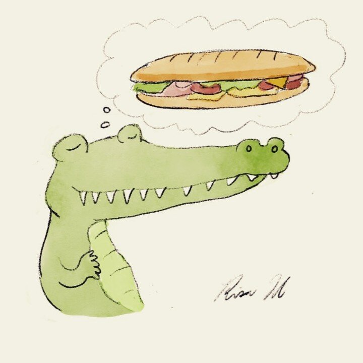This sandwich is not too small and not too big. It's the &quot;Goldilocks&quot; of sandwiches! #comic #cartoon #drawingoninstagram #kidlitart #kidlitillustration #illustrators #drawingoftheday #picturebookillustration