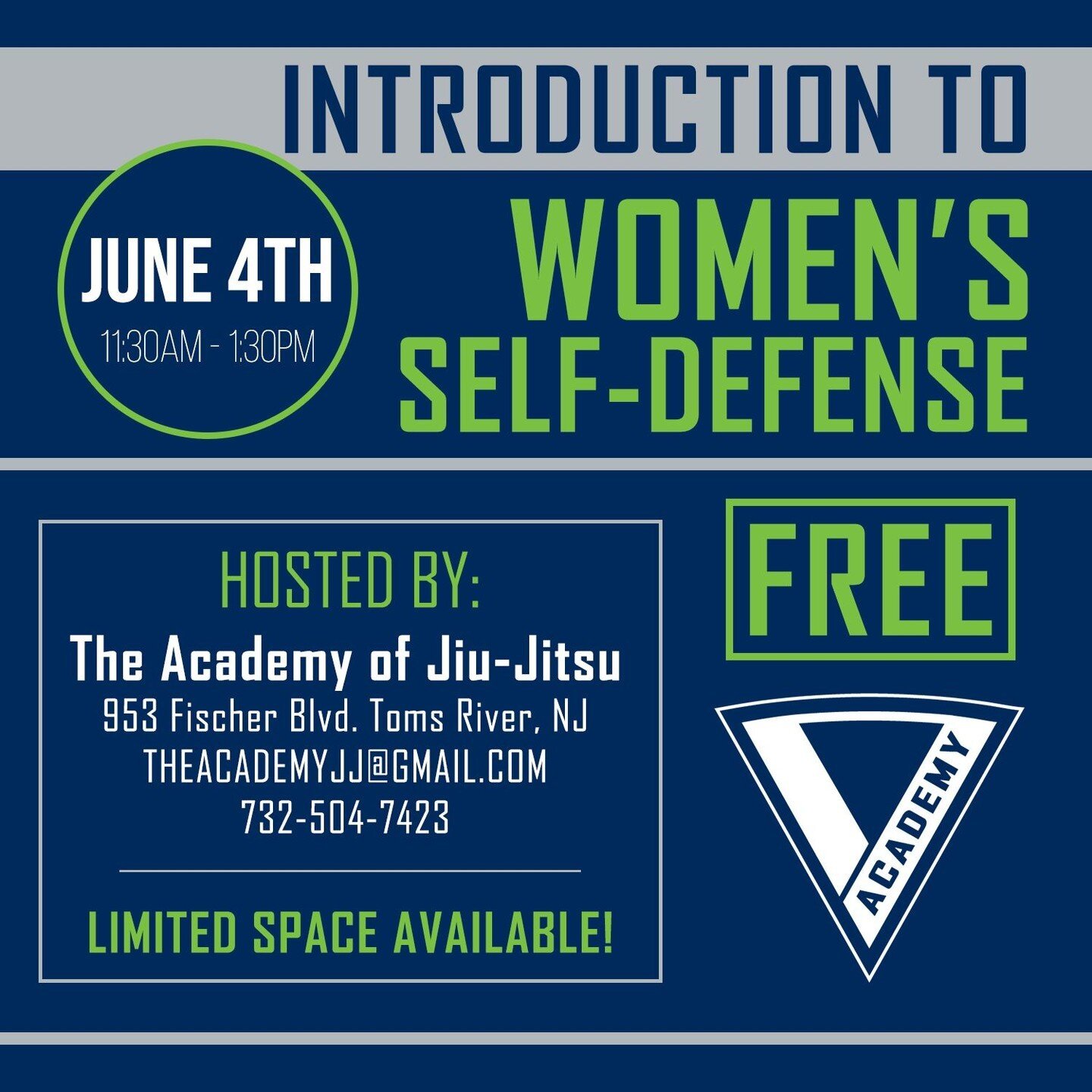 We are excited to announce a FREE Seminar for Women's Self-Defense on June 4th, 2023! We'd like to invite all women, regardless of skillset, to join us in this introduction to the essentials to defend yourself in a variety of scenarios. Email, call, 