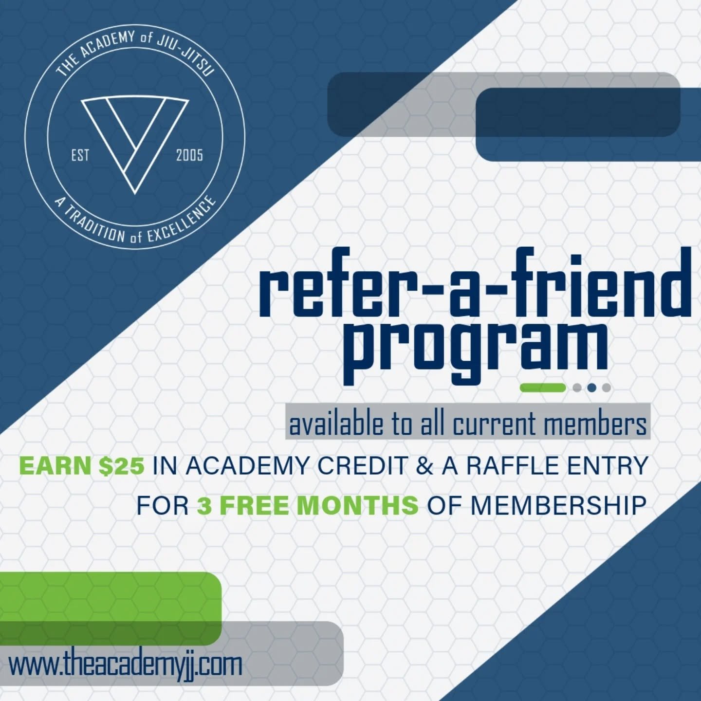 We've revamped our referral program! Students earn $25 and a chance to win 3 free months of unlimited membership with every member they refer to The Academy! Looking for an experience gift for a friend or family member? Bring them in for a free trial