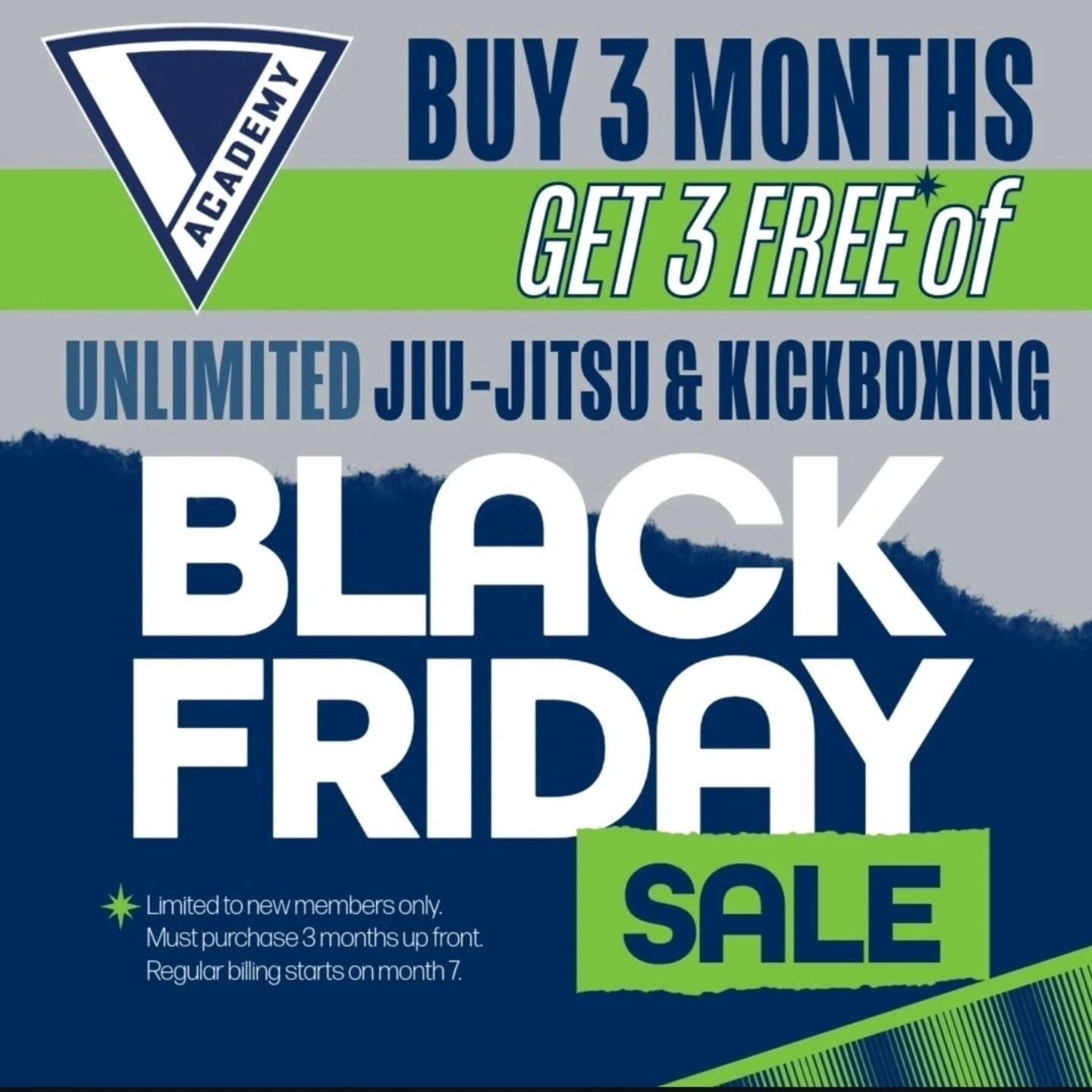 Black Friday deal! This is a great deal for anyone who has always wanted to try jiu jitsu. What a great gift to give 😁Pay 3 months upfront and get 3 months free! #blackfriday #blackfridaysale #bjjlifestyle #bjjlife #kickboxing #muaythai #greatday #g