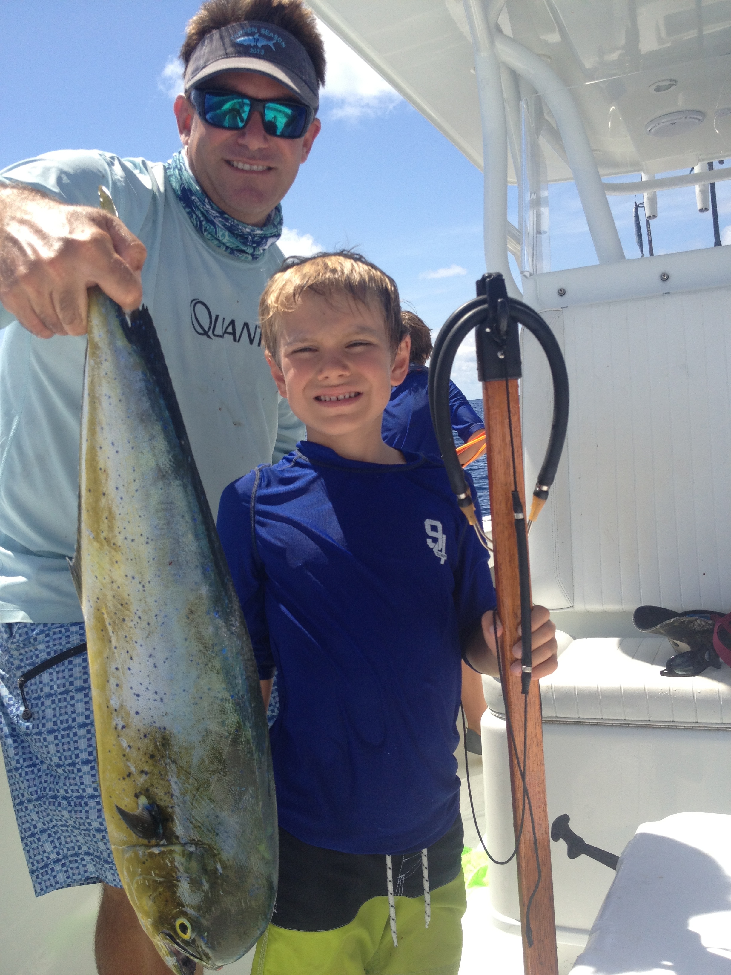 First fish with a speargun for 7 year old Reed
