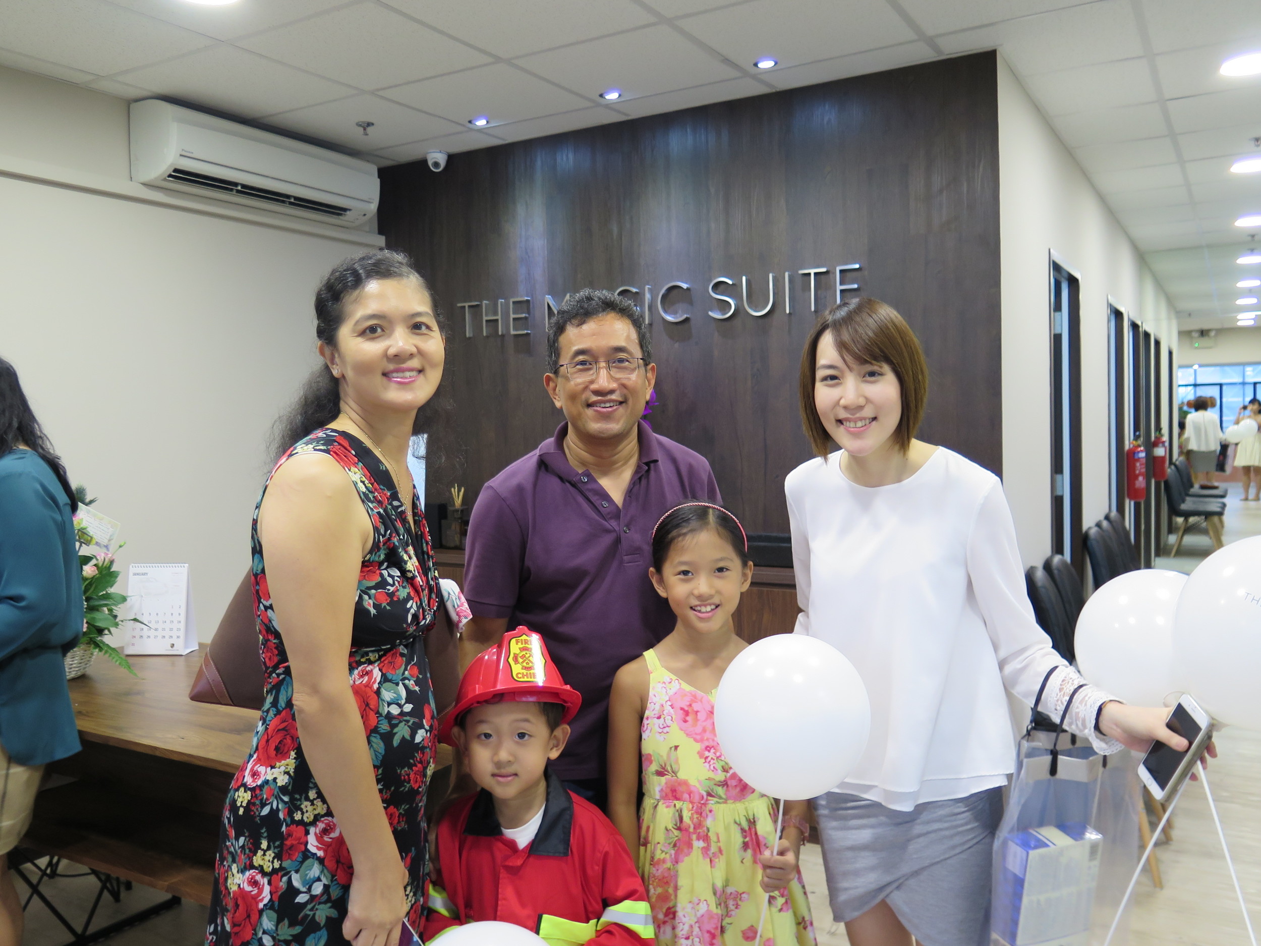 Teacher Tingxi with Joshua, Jocelyn and family