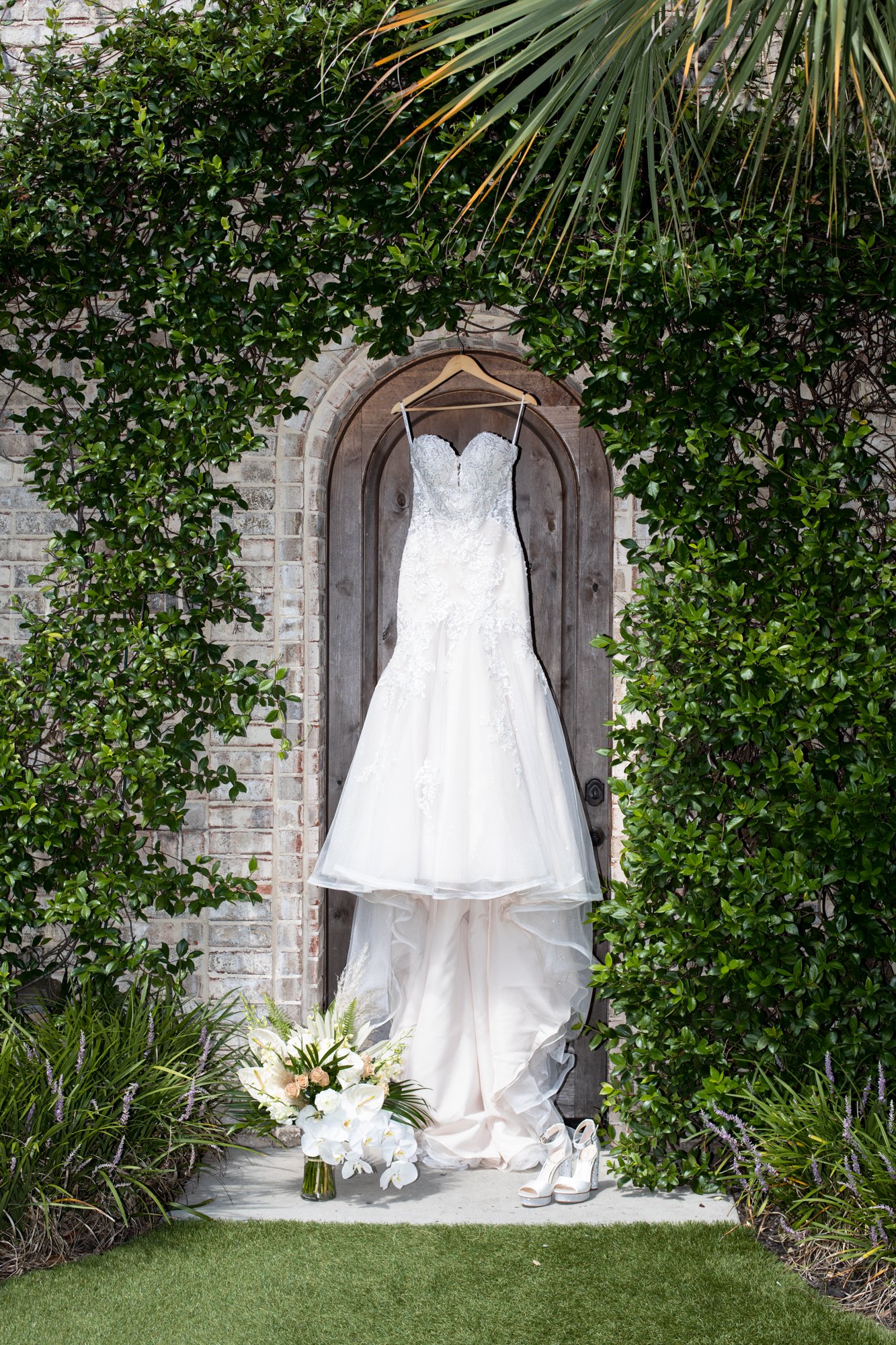 Wedding dress details at Wrightsville Manor