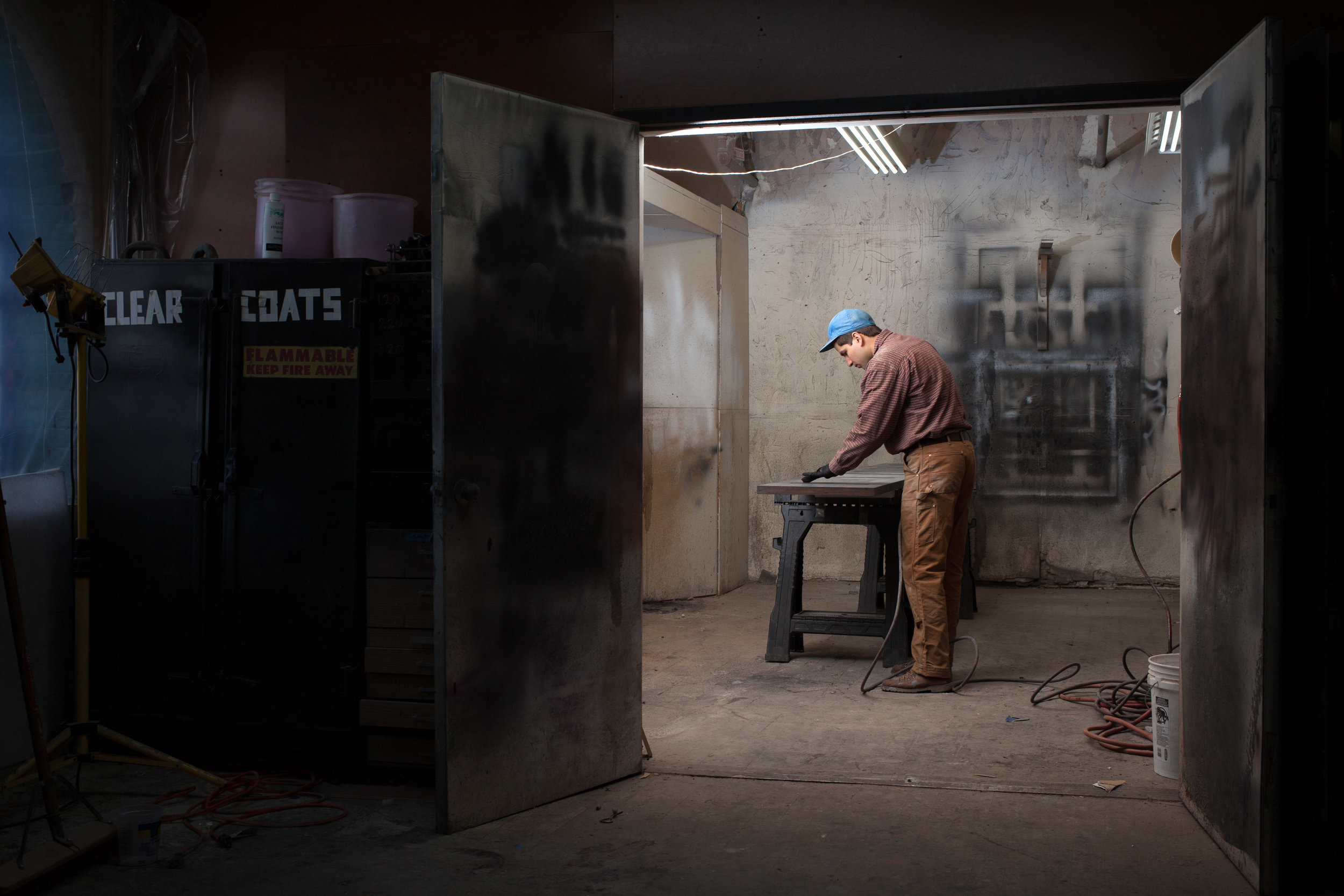 Peter making a piece of furniture in Brooklyn, NY