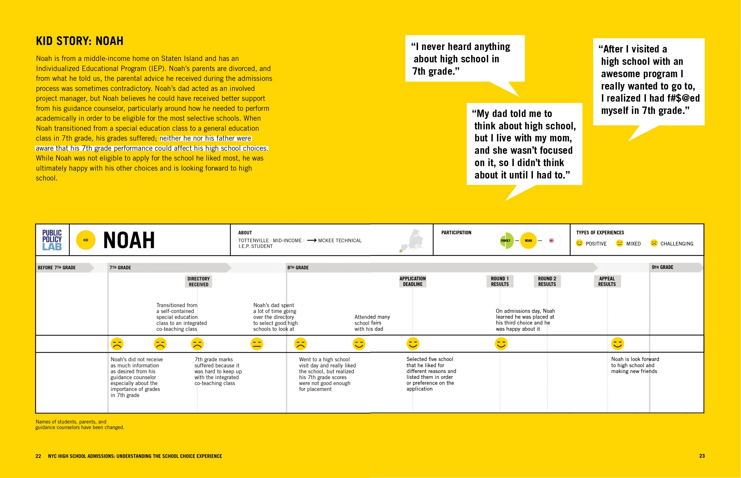 A "kid story" from the report—a user journey through the process.