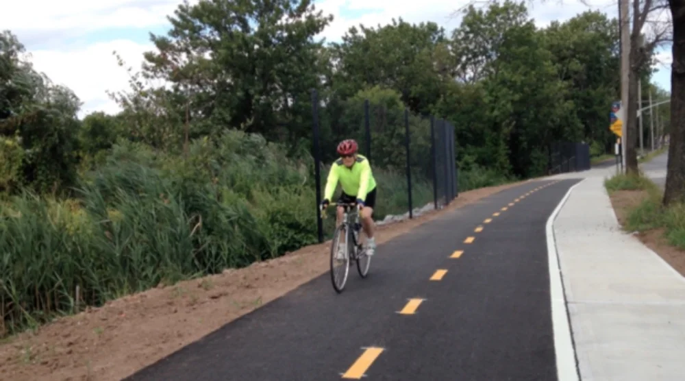 The New Springville Greenway. A recently completed 3.3-mile bike path running along the east side of the park. Funded by a grant I scoped and adminstered. Photo by Michael Tatar, Staten Island Advance.