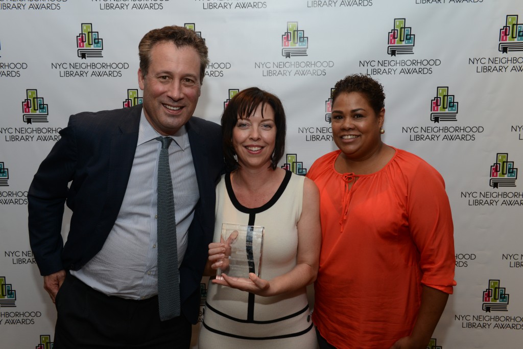 L to R: NYPL President Tony Marx, Parkchester Library Manager Wendy Archer, and Councilmember Anabel Palma
