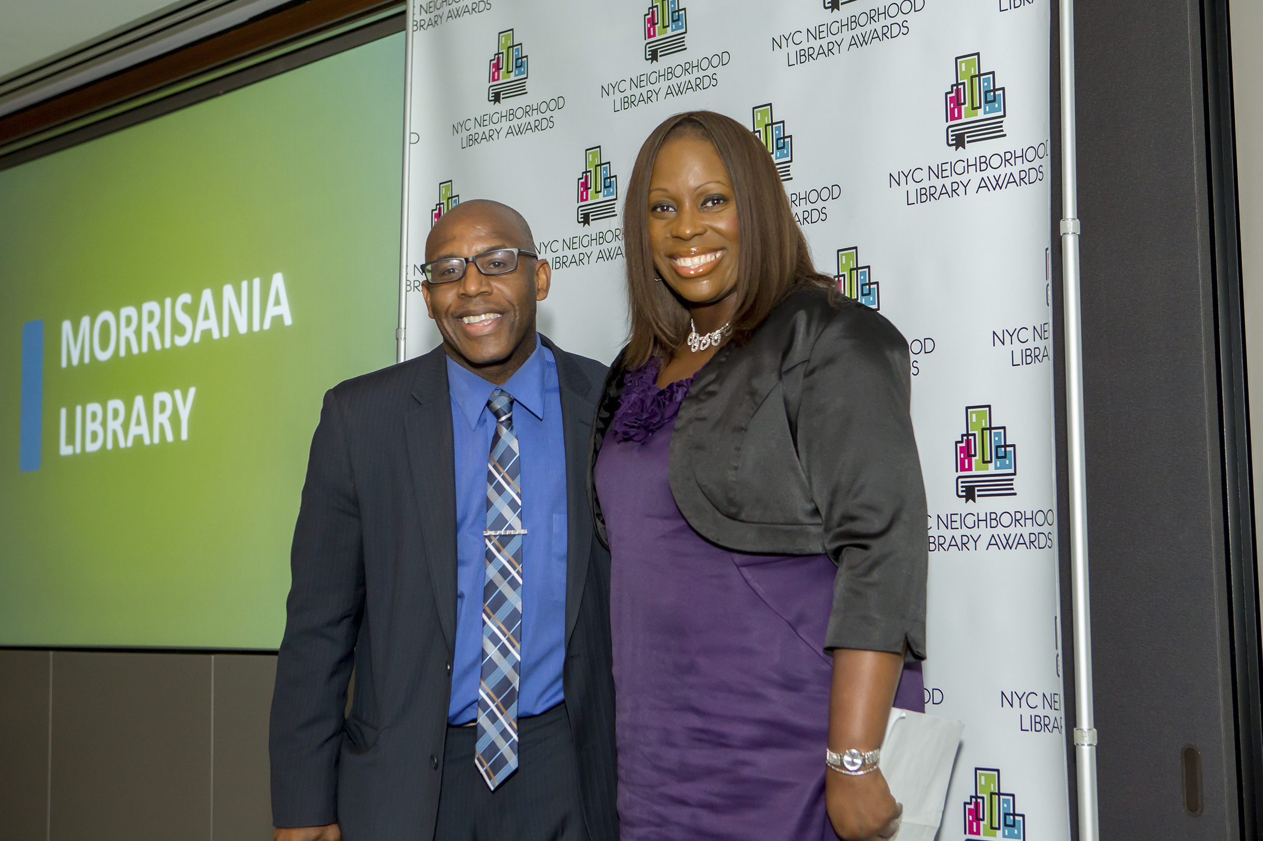 Council Member Vanessa Gibson and Colbert Nembhard, Manager of the Morrisania Library