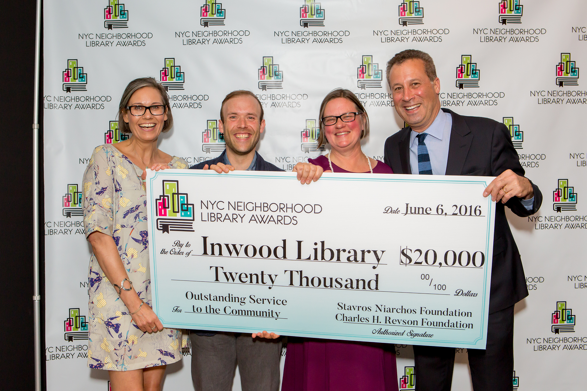 Staff Members of the Inwood Library and Tony Marx, President and CEO of the New York Public Library