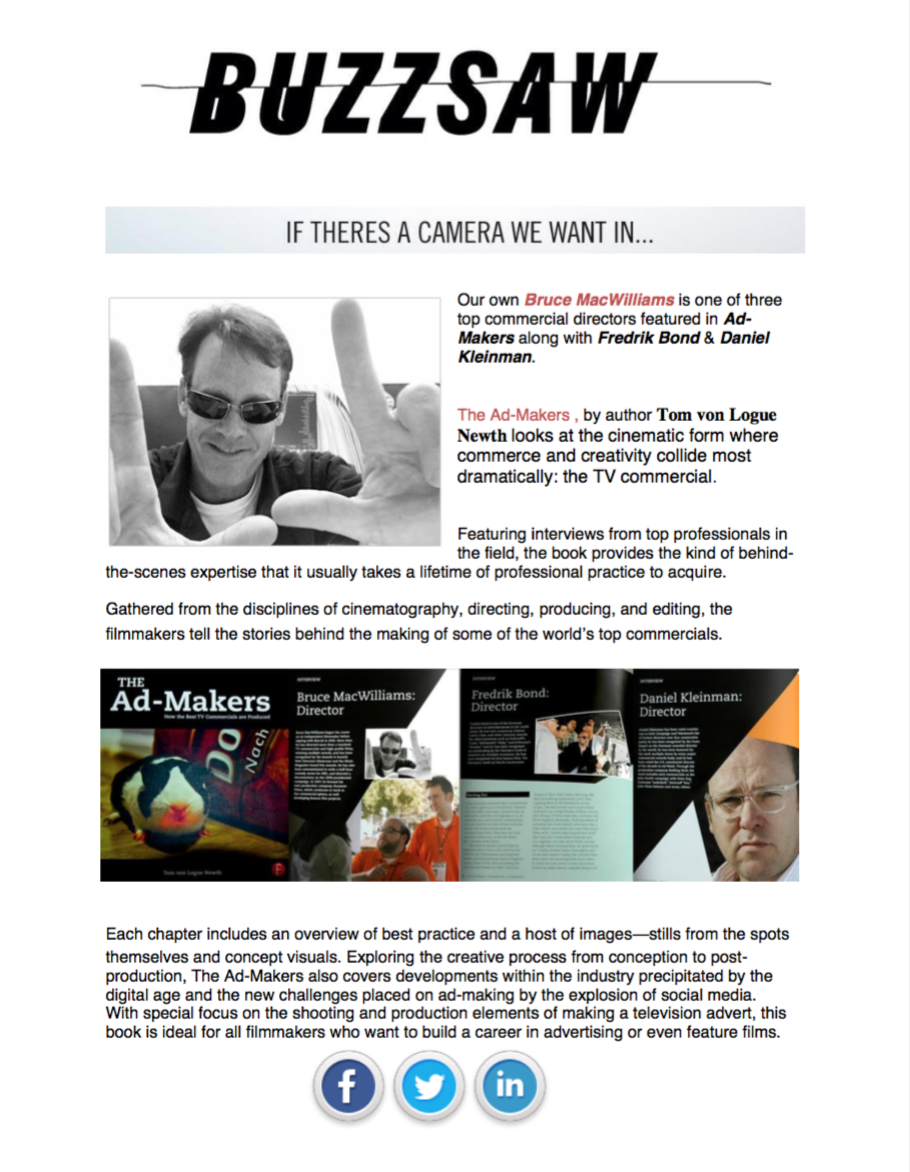 BRUCE MACWILLIAMS featured in book, AD MAKERS