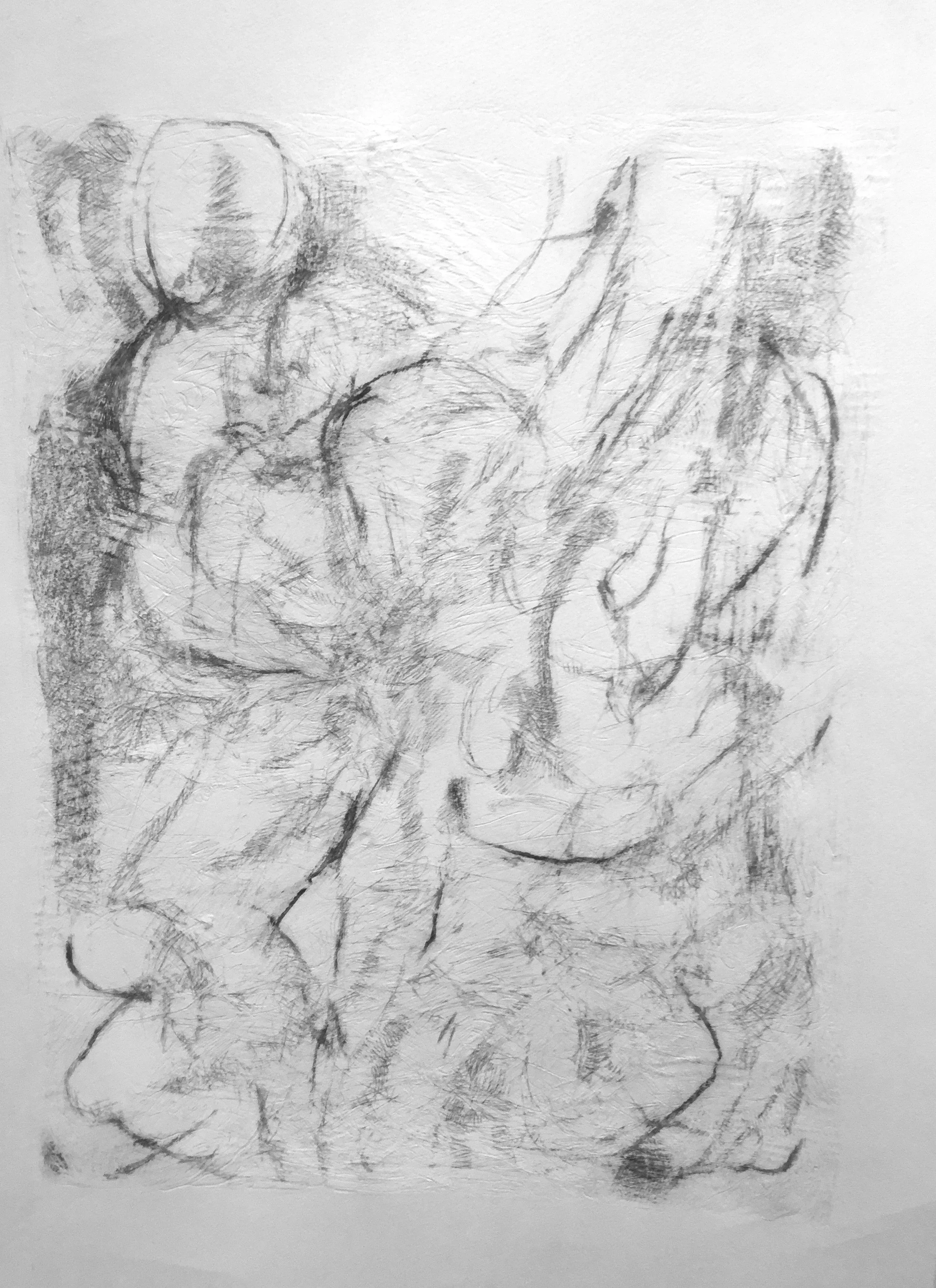 silverpoint, carving and china marker on paper, 2016