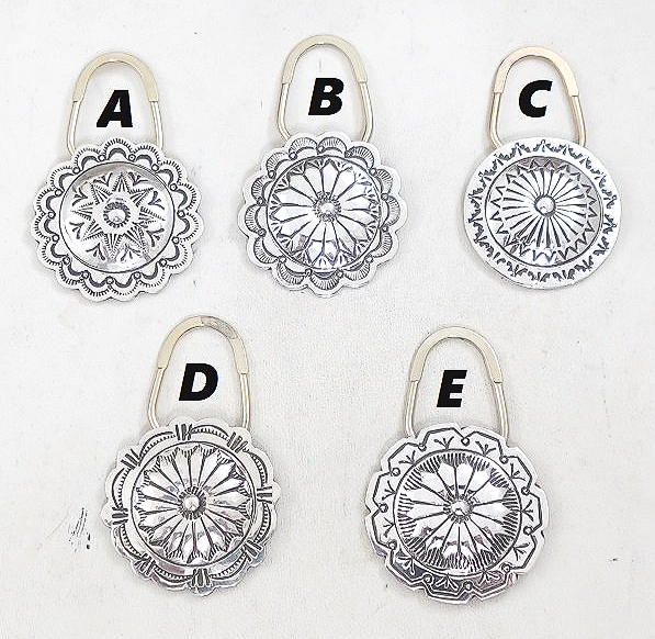 Navajo Stamped Sterling Silver Concho Key Rings Blackgoat —Key