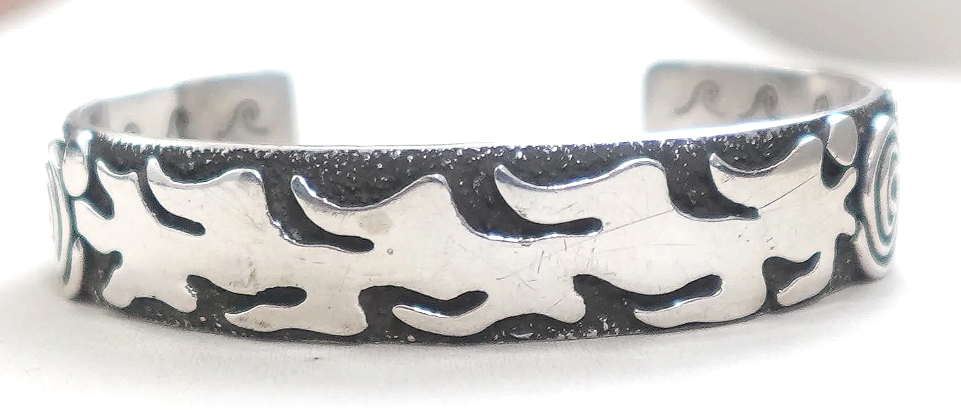 Navajo Sterling Silver Symbols Overlay Bracelet by Alex Sanchez