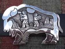 Item # 609F-Navajo 9pc Storyteller Overlay Buffalo Concho  display picture 3