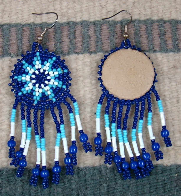 Item 398K Southwest Beaded Star Rosette Earrings —*Native American