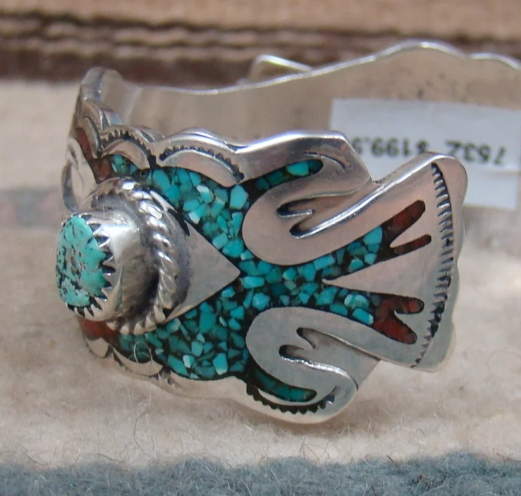 vint-navajo-turquoise-coral-inlay-waterbird-with-turq-nuggets-watchcuff-753Z-7.JPG