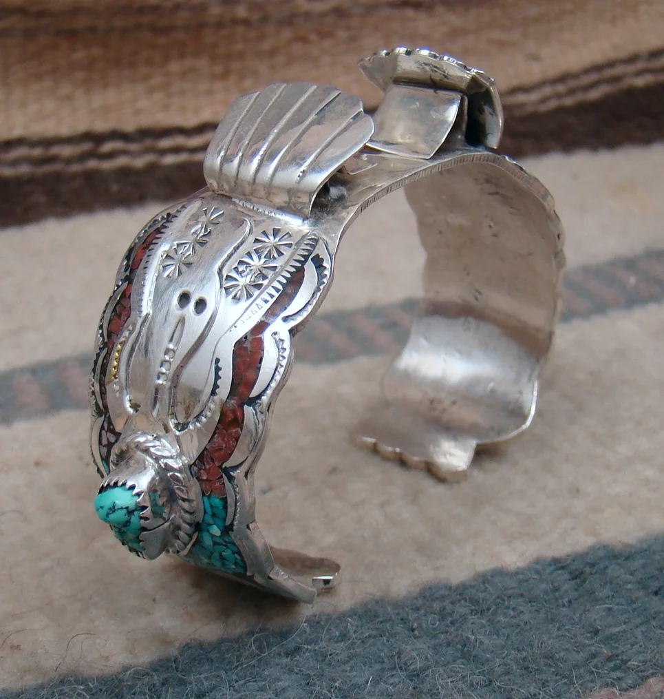 vint-navajo-turquoise-coral-inlay-waterbird-with-turq-nuggets-watchcuff-753Z.JPG