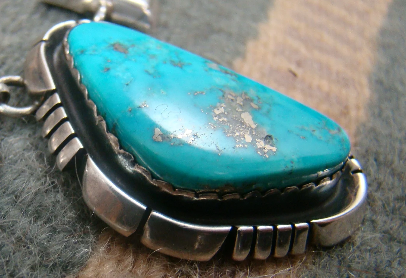 Item #805W- Navajo 3pc Turquoise Solid Silver Bear Claw Necklace