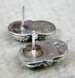 Item # 553T-Zuni Double Turquoise Stone Snake Stud Earrings by