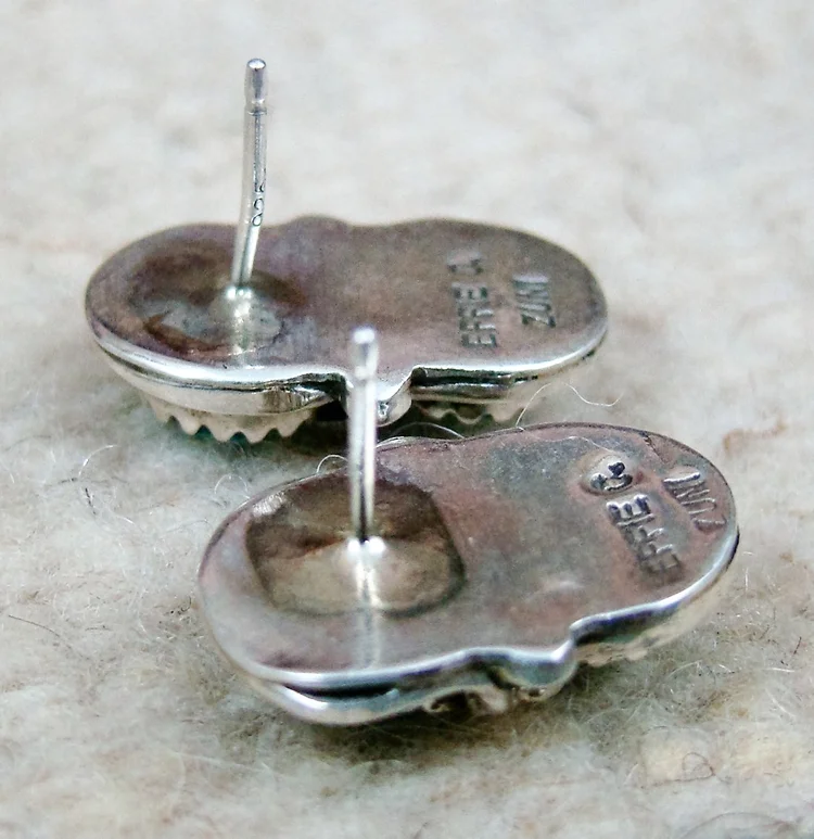 Item # 553T-Zuni Double Turquoise Stone Snake Stud Earrings by