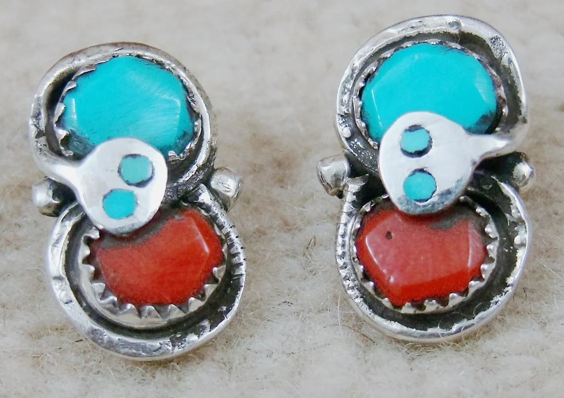 zuni-turquoise-coral-snake-stud-earrings-calavaza.JPG