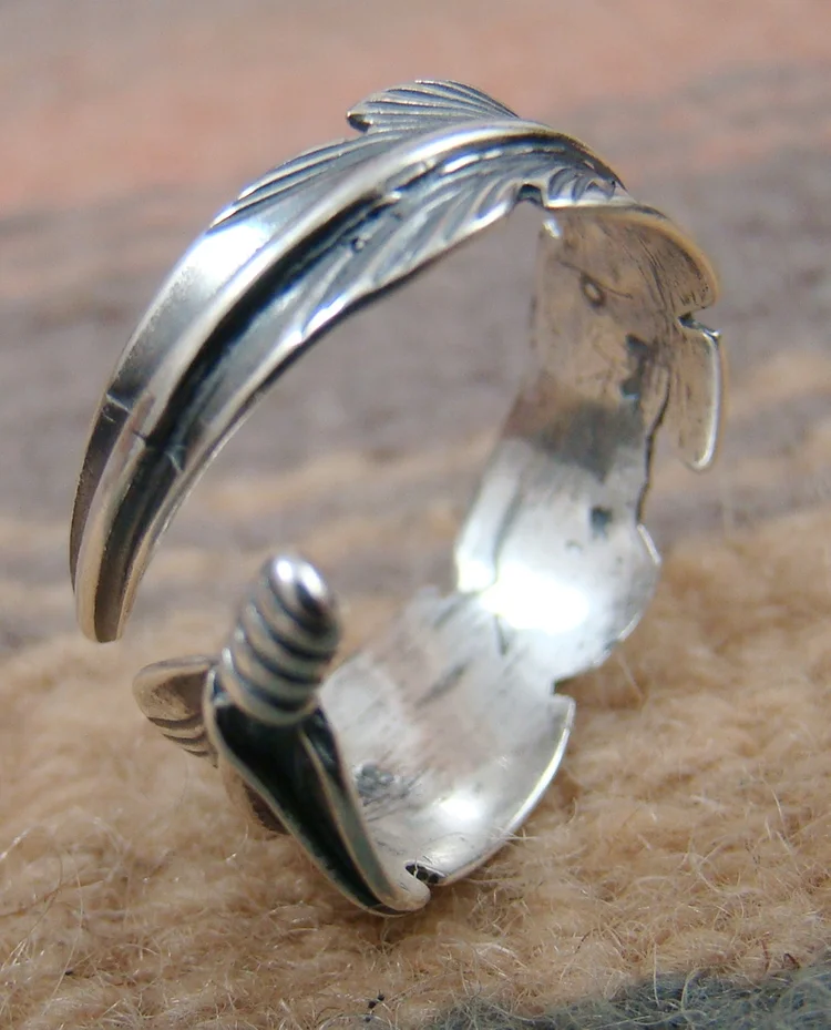 Item #812F- Navajo Sterling Silver Feather Wrap Adjustable Rings